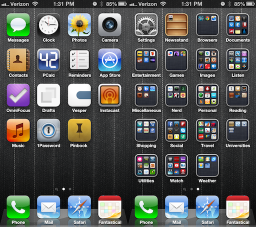 Screenshot of Current Home Screens